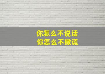 你怎么不说话 你怎么不撒谎